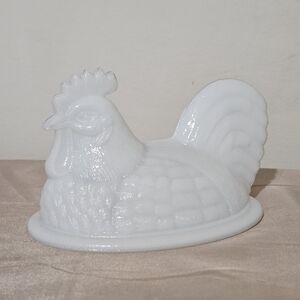 White Hen On Nest Lid